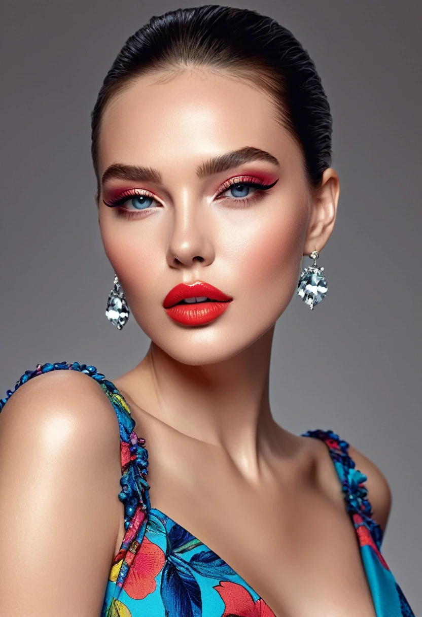 Highest quality,High resolution,Fashion Illustration,Elegant Model,Beautiful attention to detail,Lips and facial details,Mode Glamour,Line laying,Bright colors,Elegant Dresses,Beautiful accessories,Professional Studio Lighting,Ultrafine particle coating,Realistic texture,An artistic journey