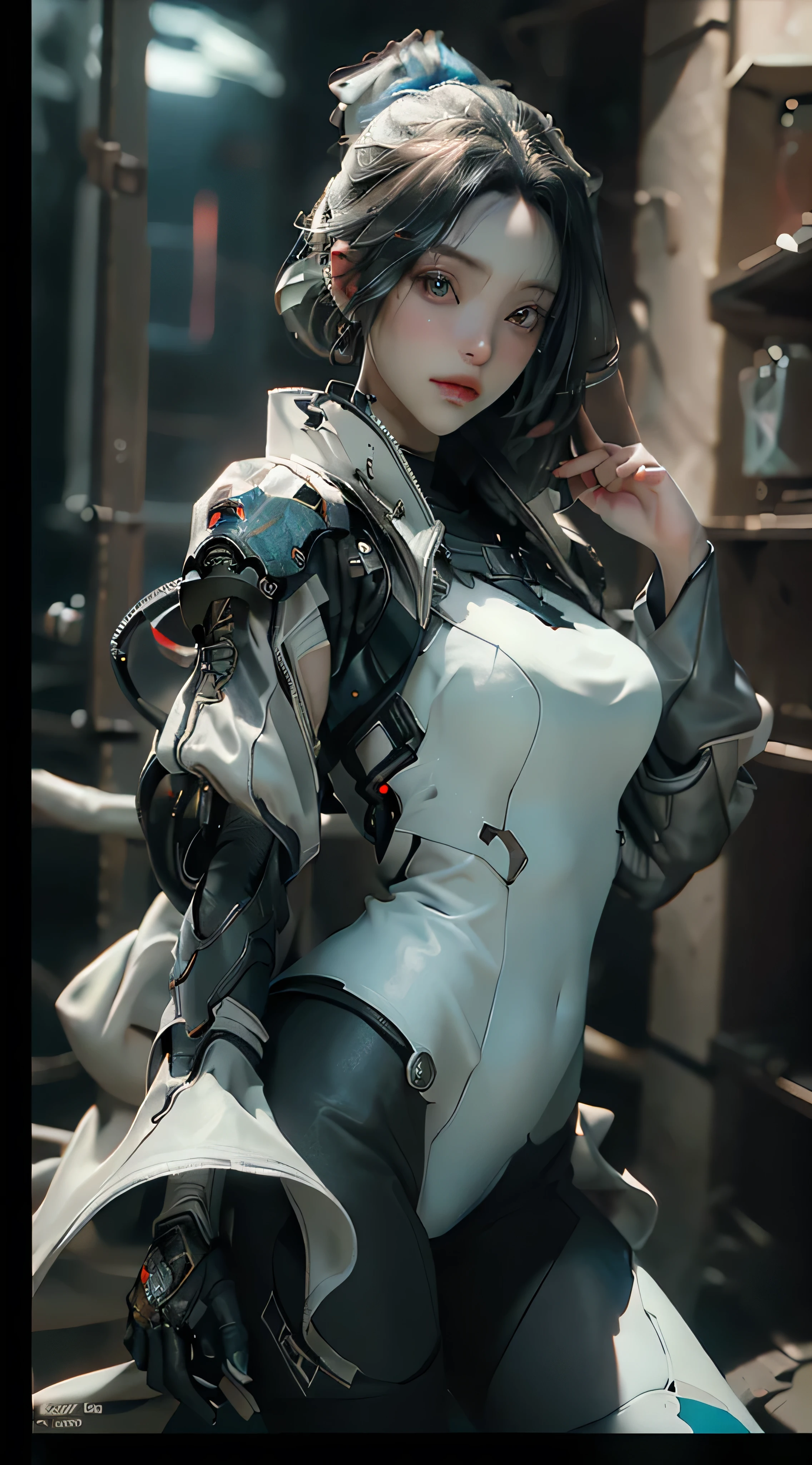 ((Best quality)), ((masterpiece)), (detailed:1.4), 3D, an image of a beautiful cyberpunk female,HDR (High Dynamic Range),Ray Tracing,NVIDIA RTX,Super-Resolution,Unreal 5,Subsurface scattering,PBR Texturing,Post-processing,Anisotropic Filtering,Depth-of-field,Maximum clarity and sharpness,Multi-layered textures,Albedo and Specular maps,Surface shading,Accurate simulation of light-material interaction,Perfect proportions,Octane Render,Two-tone lighting,Wide aperture,Low ISO,White balance,Rule of thirds,8K RAW,