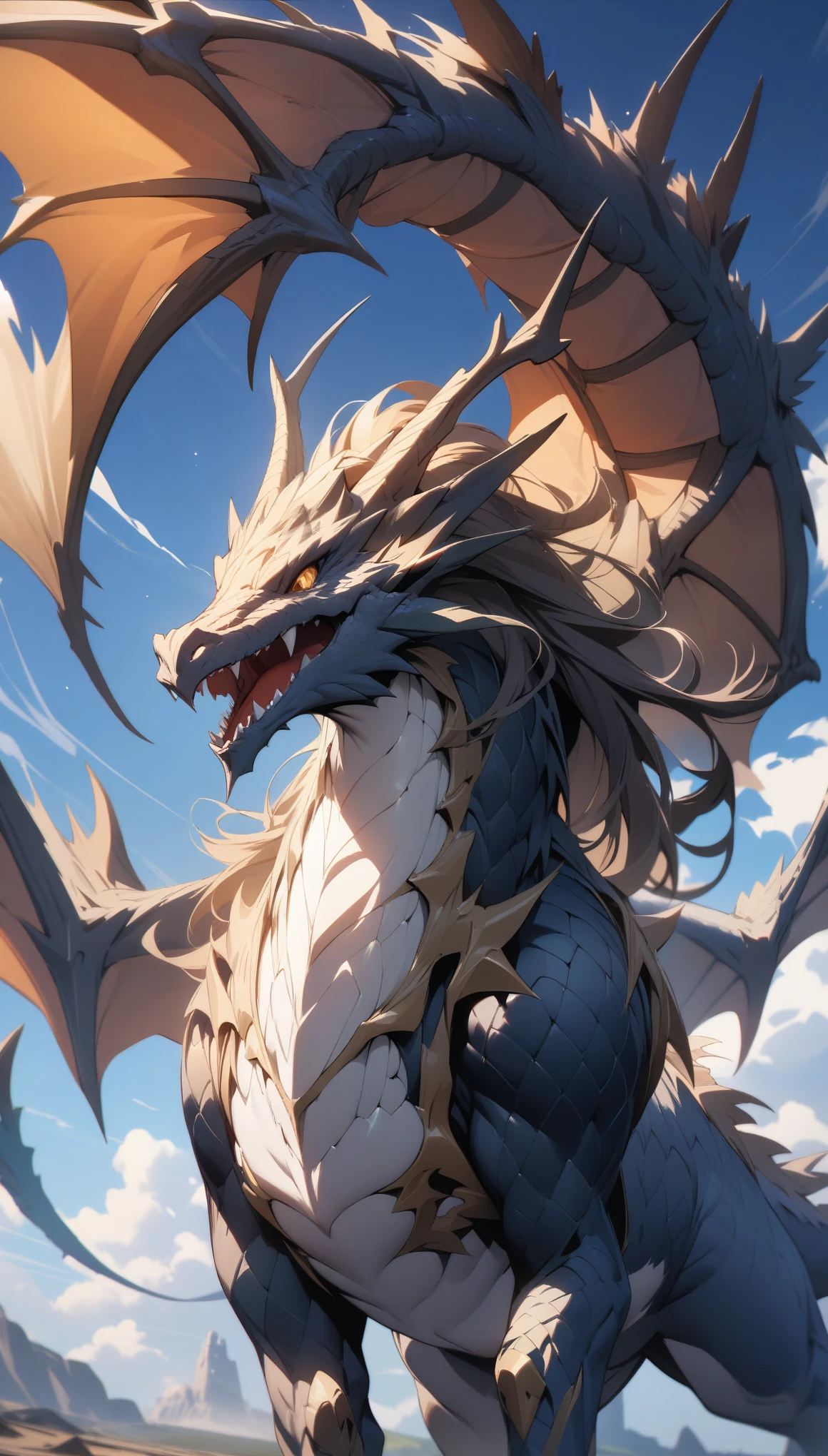 Mysterious Dragon, sky, absurdres, highres, very precise detailed, (((masterpiece))), (((best quality))), (((ultra-detailed))), (((an extremely delicate and beautiful))),