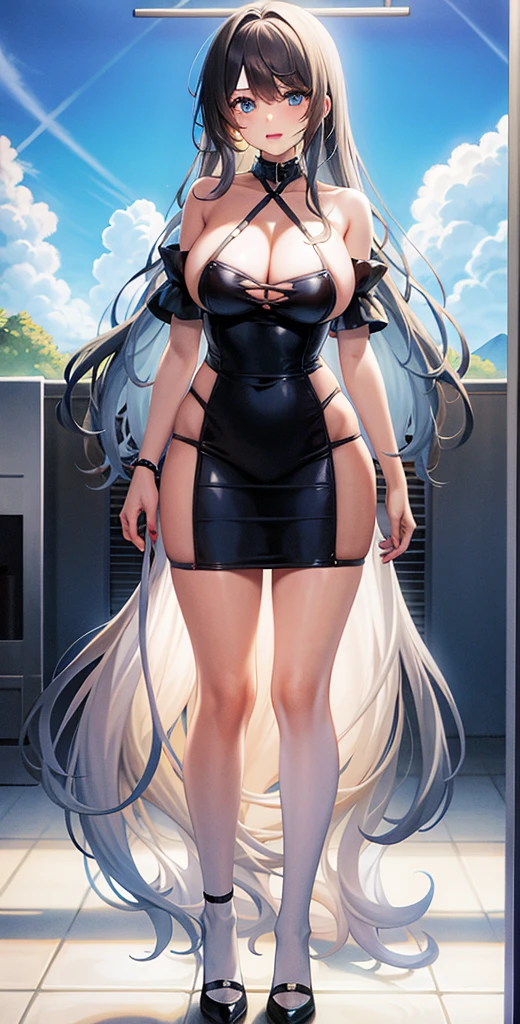 girl,Large Breasts,long hair,Topless