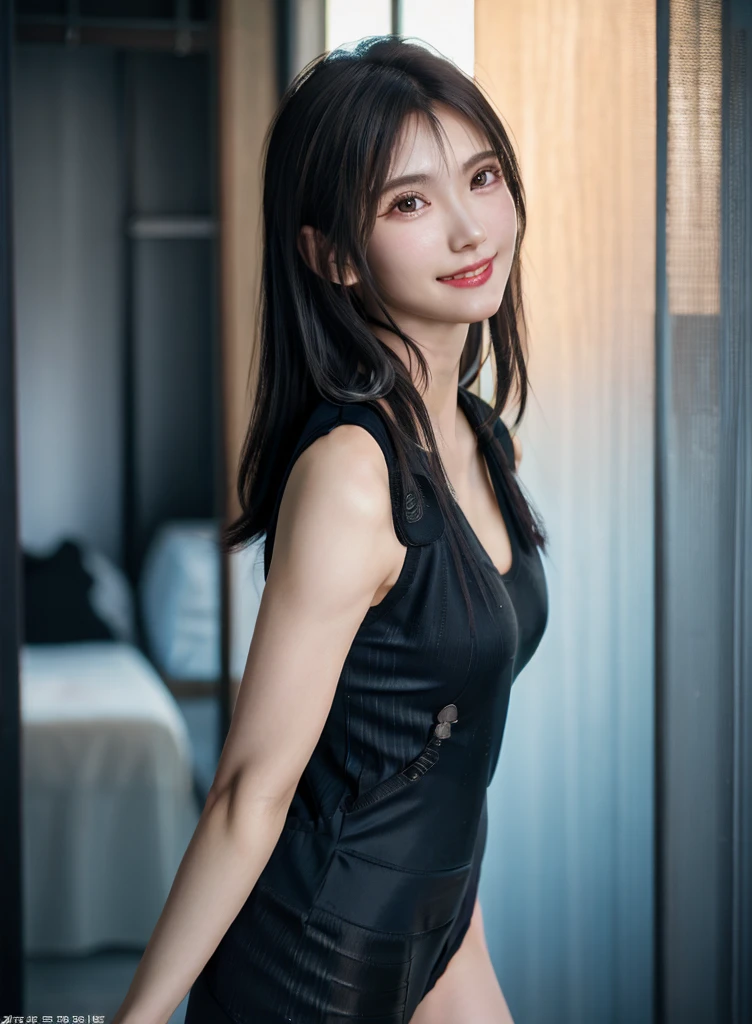 high quality picture, masutepiece, detailed hair texture, Detailed skin texture, Detailed Cloth Texture, 8K, Add fabric details, ultra detailed skin texture, ultra detailed photographic, Skin pores,light smile, full body,(leotard:1.5),