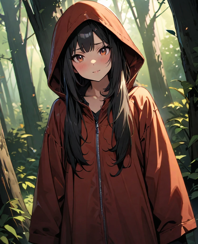 (Ultra high-res, masterpiece, best quality, ultra-detailed representation) ,A girl in Shimaenaga kigurumi, ,BREAK.cute,yo,in forest,shiny skin,