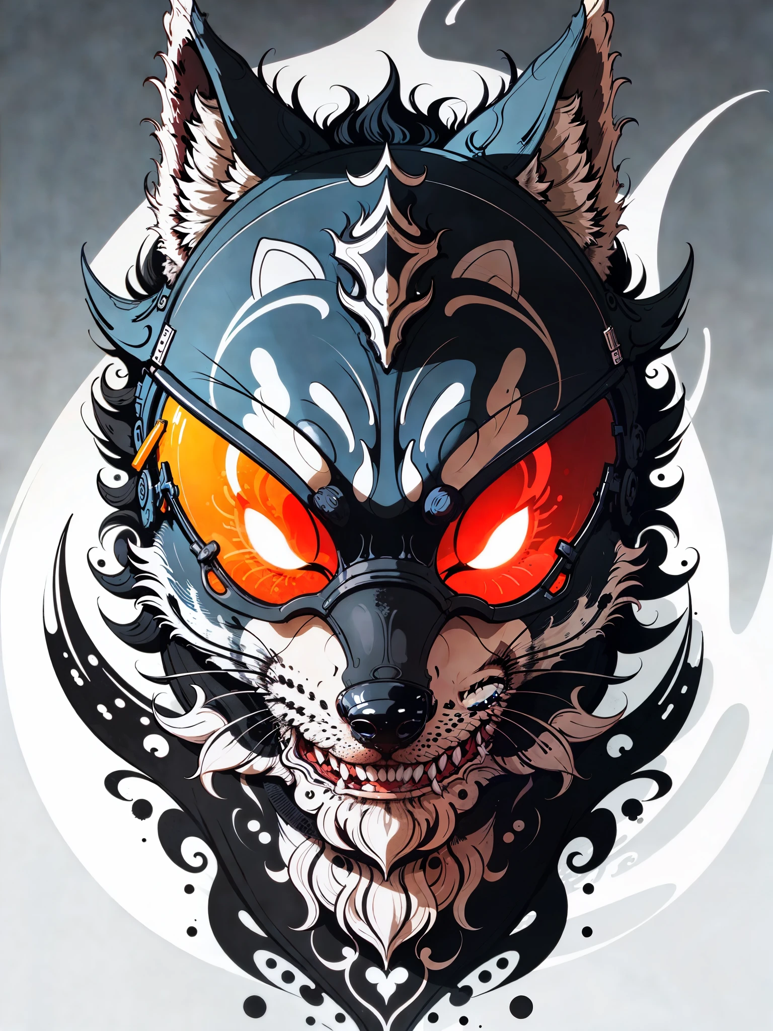 Graphic art t-shirt design, cool wolf with glasses, vector art, clean background, digital painting, 8k