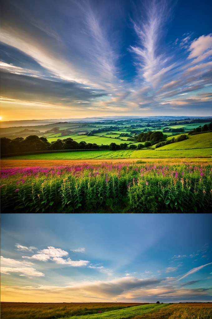 Original landscape，Sky and clouds，Tyndall effect，A country road，Colorful hot air balloon，High quality desktop wallpaper, Verdant forest, Detailed field properties, Beautiful English countryside, Stunning scenery, Rolling Hills, Landscape Wallpaper, Lush countryside, Green forests, Stunning scenery, Green fields in the background, High quality wallpaper, Beautiful wallpapers，Ultra high quality，Ultra HD，Ultra-high resolution