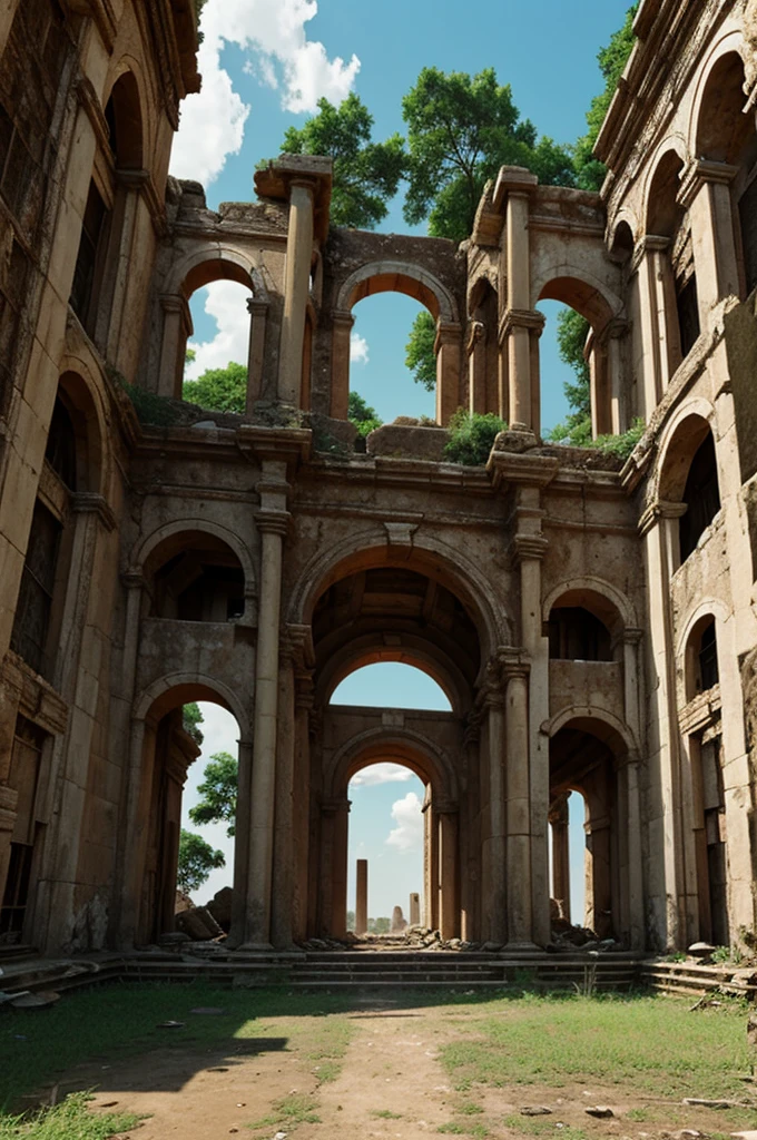 Abandoned ancient ruins, in anime style