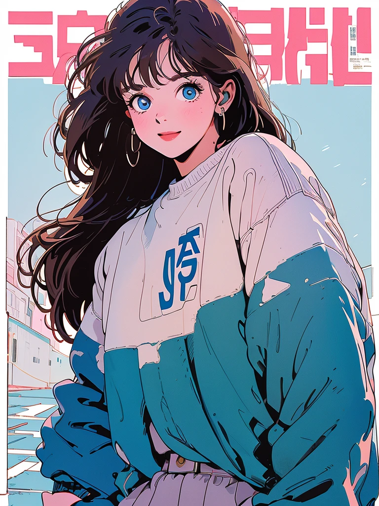 whole body、Upper Body、1 pretty woman、4k、White short-sleeved sweater、pedestrian crossing、Signal 、intersection、Complex background、Detailed Hair、smile、Blue Eyes、Light brown hair, with a cute otter, magazine cover.