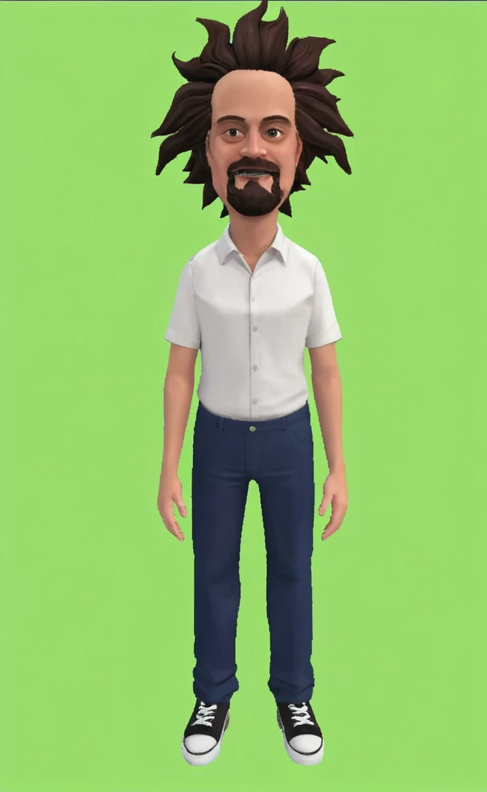Reproduce this realistic tall photo,man with villain smile
