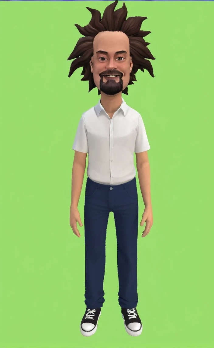 Reproduce this realistic tall photo,man with villain smile
