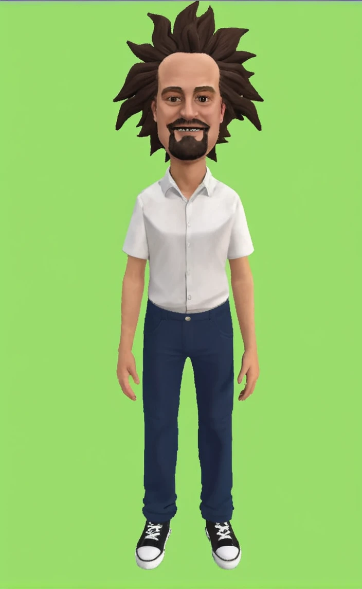 Reproduce this realistic tall photo,man with villain smile