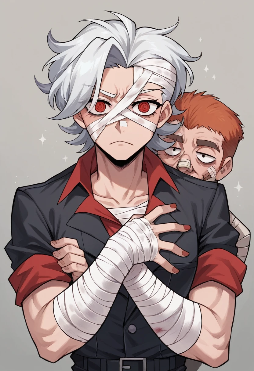 cartoon of a man in a skeleton suit holding a baby, son of sparda, clasps his bangs in one hand, mana shooting from his hands, cel-shaded:17, drawn with photoshop, cel shaded!!!, cel-shaded:15, photoshot, cel shaded:15, shocking, cel shaded anime, fan art