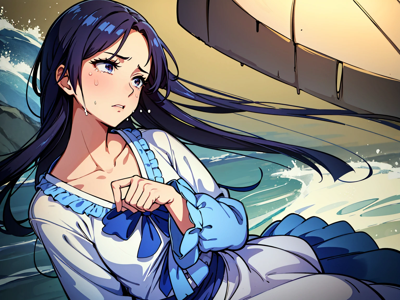 masterpiece、Highest quality、woman、浮気されたwoman、Tears、Casual clothing、Are crying、male、womanから去っていく様子、Casual clothing、Awkward look