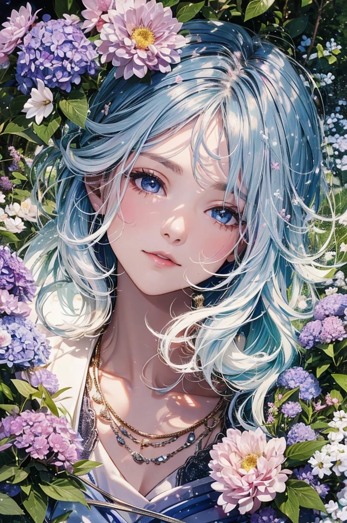 (Ultra high-res, masterpiece, best quality, ultra-detailed representation) ,Hydrangea Fairy,hoodie,shiny skin,tween,