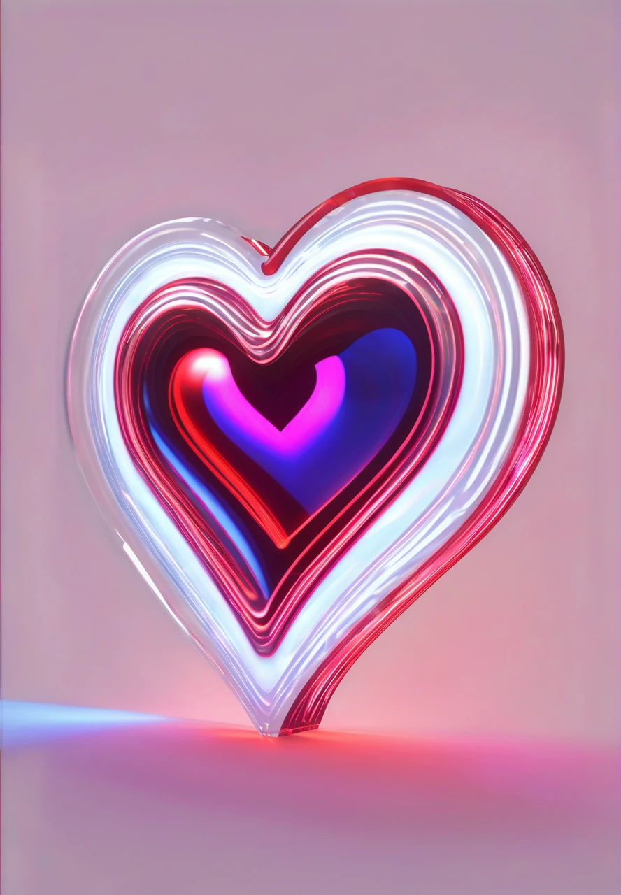 Translucent laser light heart,White background