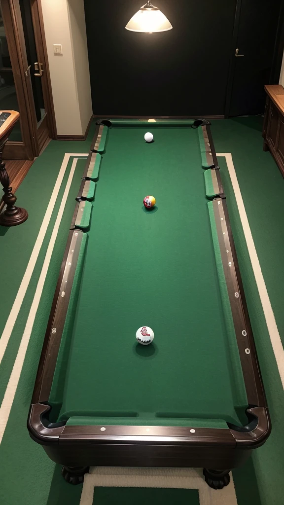 
background-image: Pool table with 8 Ball Pool balls arranged.
Main Elements:
A featured pool cue, pointing at the 8 ball.
Small icons of trophies or stars to symbolize victory.
colors: greenery background (pool table), white and yellow text.
