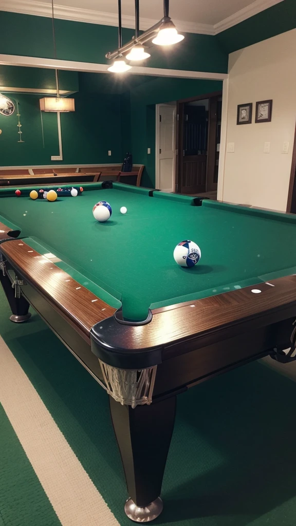 
background-image: Pool table with 8 Ball Pool balls arranged.
Main Elements:
A featured pool cue, pointing at the 8 ball.
Small icons of trophies or stars to symbolize victory.
colors: greenery background (pool table), white and yellow text.
