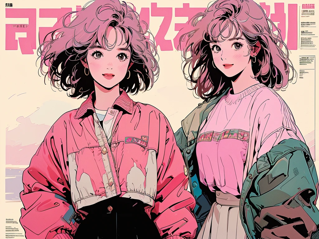 whole body, Upper Body、One beautiful woman, 4k, Warm colors , White blouse、skirt, pedestrian crossing、Signal, 、intersection、Complex background、Medium length pink hair、Detailed Hair、smile, magazine cover, with a cute otter.