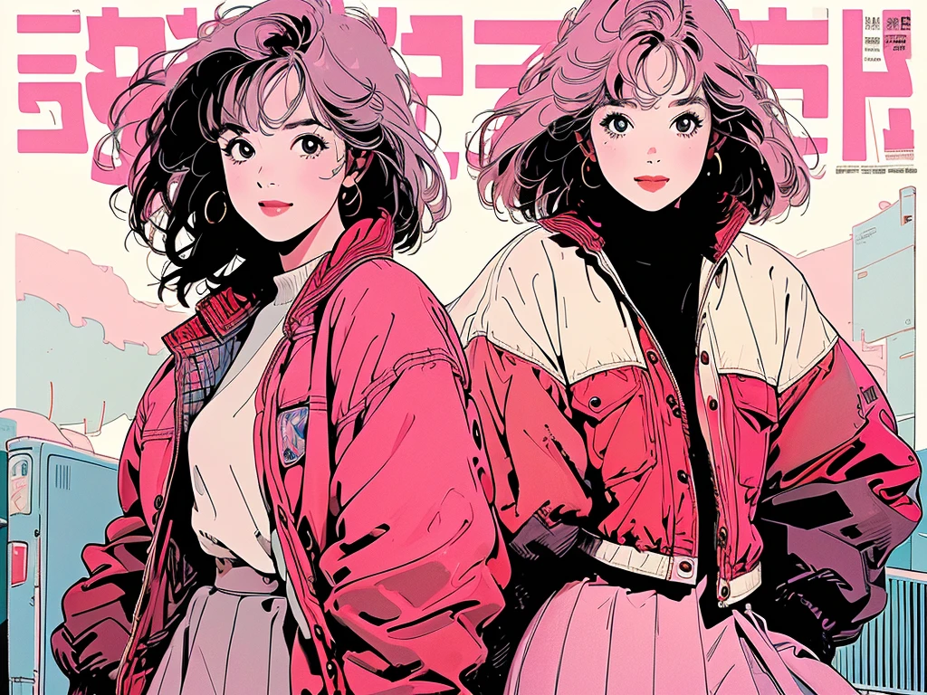 whole body, Upper Body、One beautiful woman, 4k, Warm colors , White blouse、skirt, pedestrian crossing、Signal, 、intersection、Complex background、Medium length pink hair、Detailed Hair、smile, magazine cover, with a cute otter.