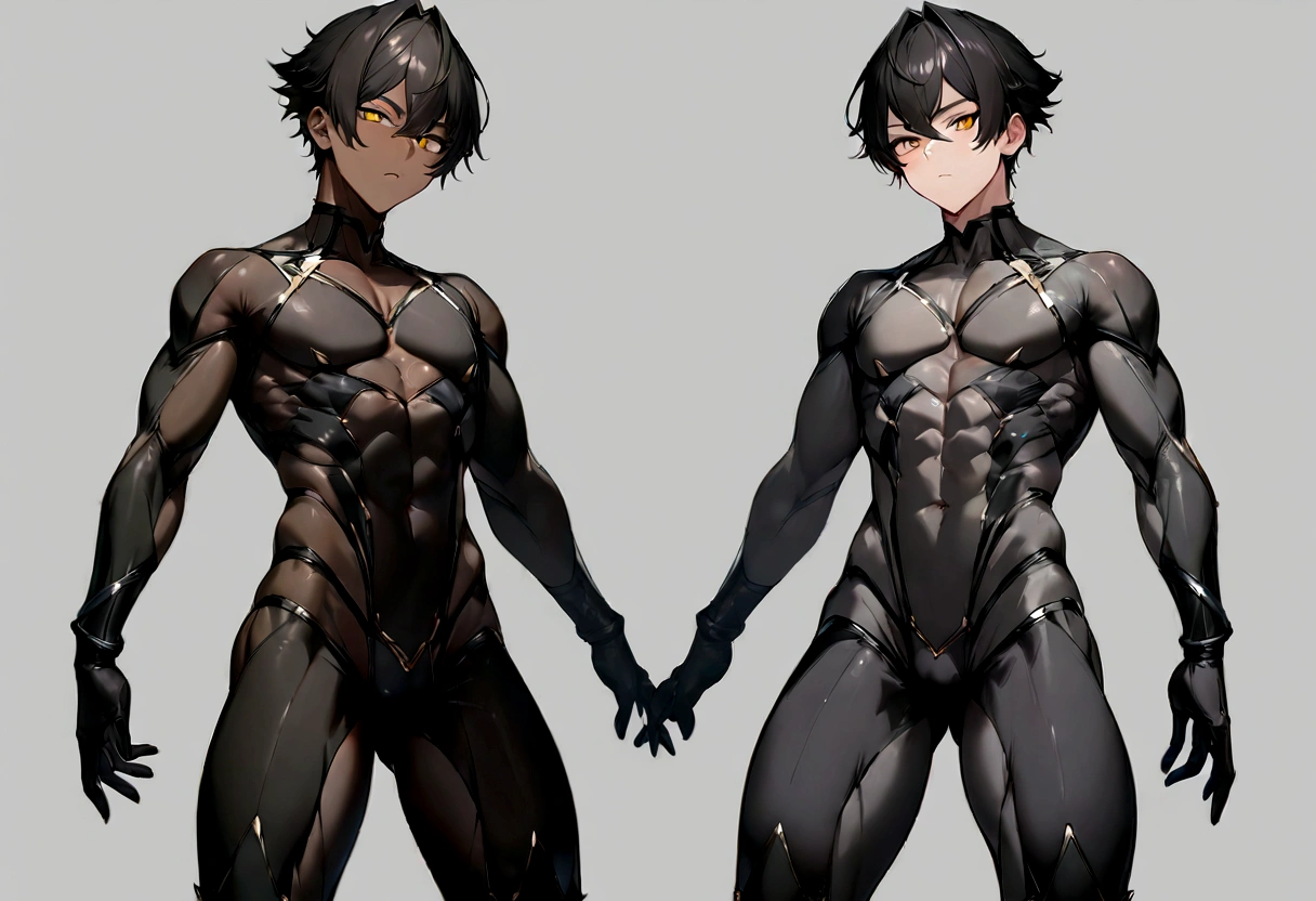 Best aesthetics, 超High resolution, clear, ultra detailed, 最high quality, high quality, 超high quality, 16K, Attention to detail, High resolution, detailed, masterpiece, beautiful, detailed skin, whole body, sexy, (One boy), Black Hair, short hair, Yellow Eyes, Cat ear, (Sunburn), (Dark Skin), Shota, navel suit, (Abdominal muscles), (beautiful Dark Skin boy with Black Hair and Cat ear)
