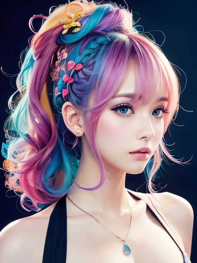 Nice style、(((Stylish fashion))), 8K quality、Intense watercolor, Detailed watercolor art, Watercolor splash, surreal, Avant-garde pop art, Beautiful and expressive paintings, Beautiful artwork illustration, Very colorful tones, wonderful, Cool Beauty, Highest quality、Official Art, vector art, stylish design, (((The most beautiful girl))), (((Highest quality))), High resolution, ((detailed)), (((Doodle Art)), ((masterpiece)), ((Super detailed)), (((stylish))),(((Unusual hairstyle)))