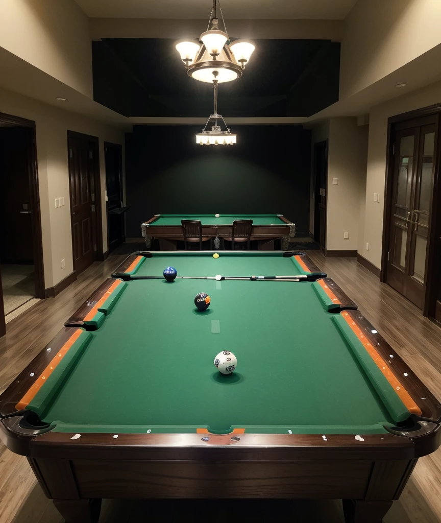 background-image: Pool table with 8 Ball Pool balls arranged.
Main Elements:
A featured pool cue, pointing at the 8 ball.
Small icons of trophies or stars to symbolize victory.
colors: greenery background (pool table), white and yellow text.
Is a Person showing enthusiasm or concentration while playing.