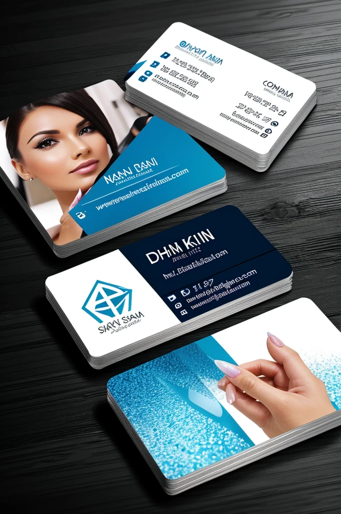 Business card for a medical spa with an image of nails painted in acrylic gel