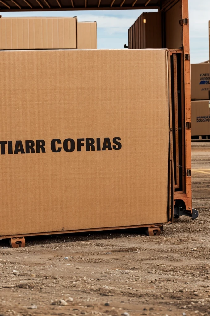 Logo for an air cargo company. The logo must show: cargo plane taking off against the background of a wooden box.