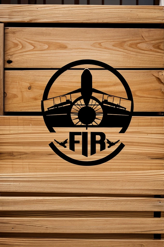 Logo for an air cargo company. The logo must show: cargo plane taking off against the background of a wooden box.