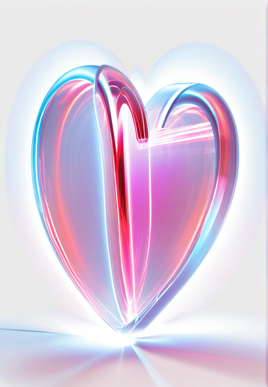 Translucent laser light heart,White background