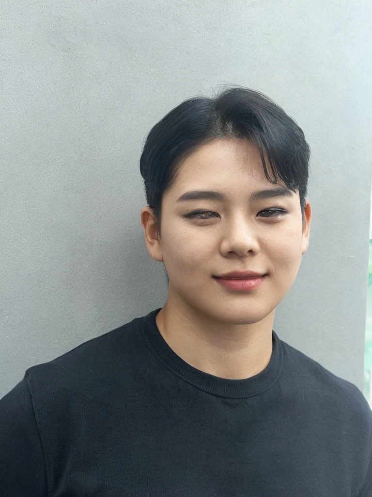Best Quality, 8k, Masterpiece, (Portrait: 1.3), (photo realistic:1.4), (hyper realistic:1.4), Sharp Focus, looking at viewer, (smoother lighting:1.1), (increase cinematic lighting quality:0.9), realistic lighting, backlighting, light on face, ray trace, (brightening light:1.2), (Increase quality:1.4), sharp detail, (best quality real texture skin:1.4), finely detailed eyes, black_eyes, finely detailed face, 25 year old Korean woman, (white formal_shirt:1.4), (Create an image maintaining the original base model hairstyle:1.5)