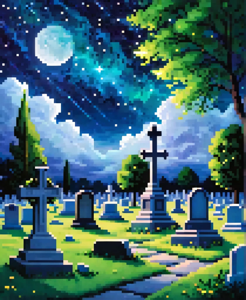 night sky in a cemete