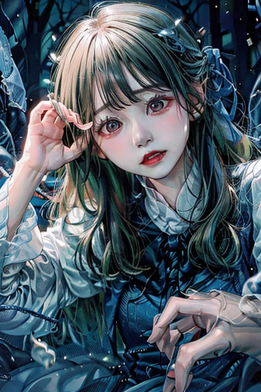 BREAK , photo manipulation, altered realities, fantastical scenes, digital artistry, creative editing,1 girl, distorted , Junji Ito , creepy ,