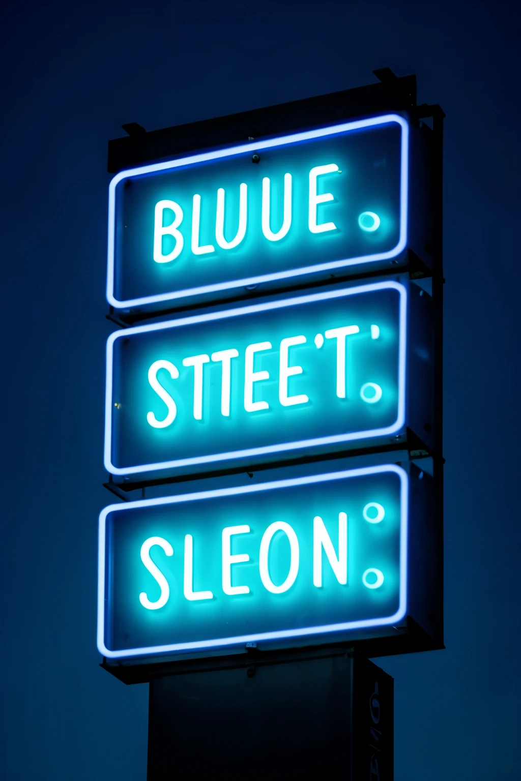 blue neon street sign

