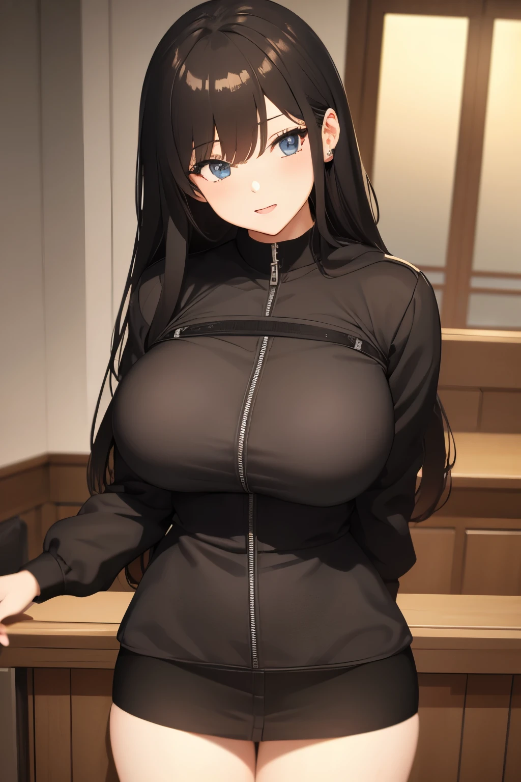 masterpiece, High resolution, screenshot, Highest quality, One girl, Black cropped jacket, Anime Style、whole body、Big Breasts、