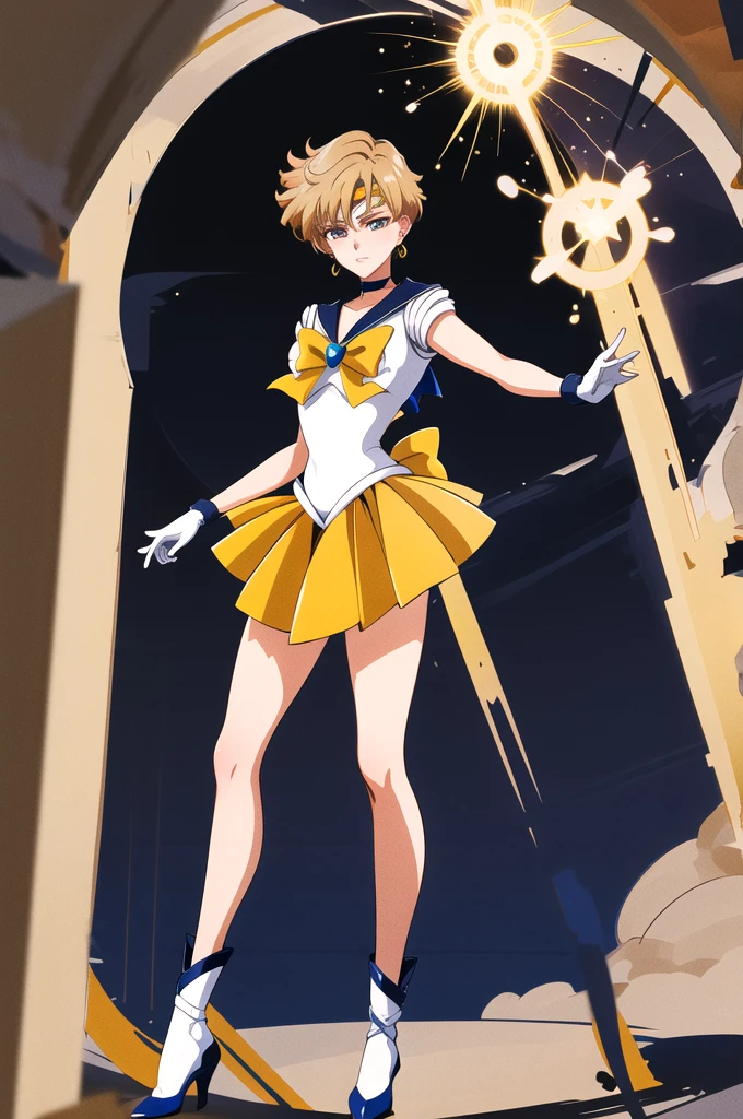 (masterpiece, Highest quality), One girl, Sailor_Uranus, Rock background, 