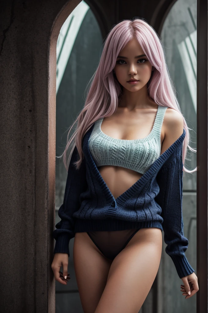 A ghost girl with succubus wear sweater
