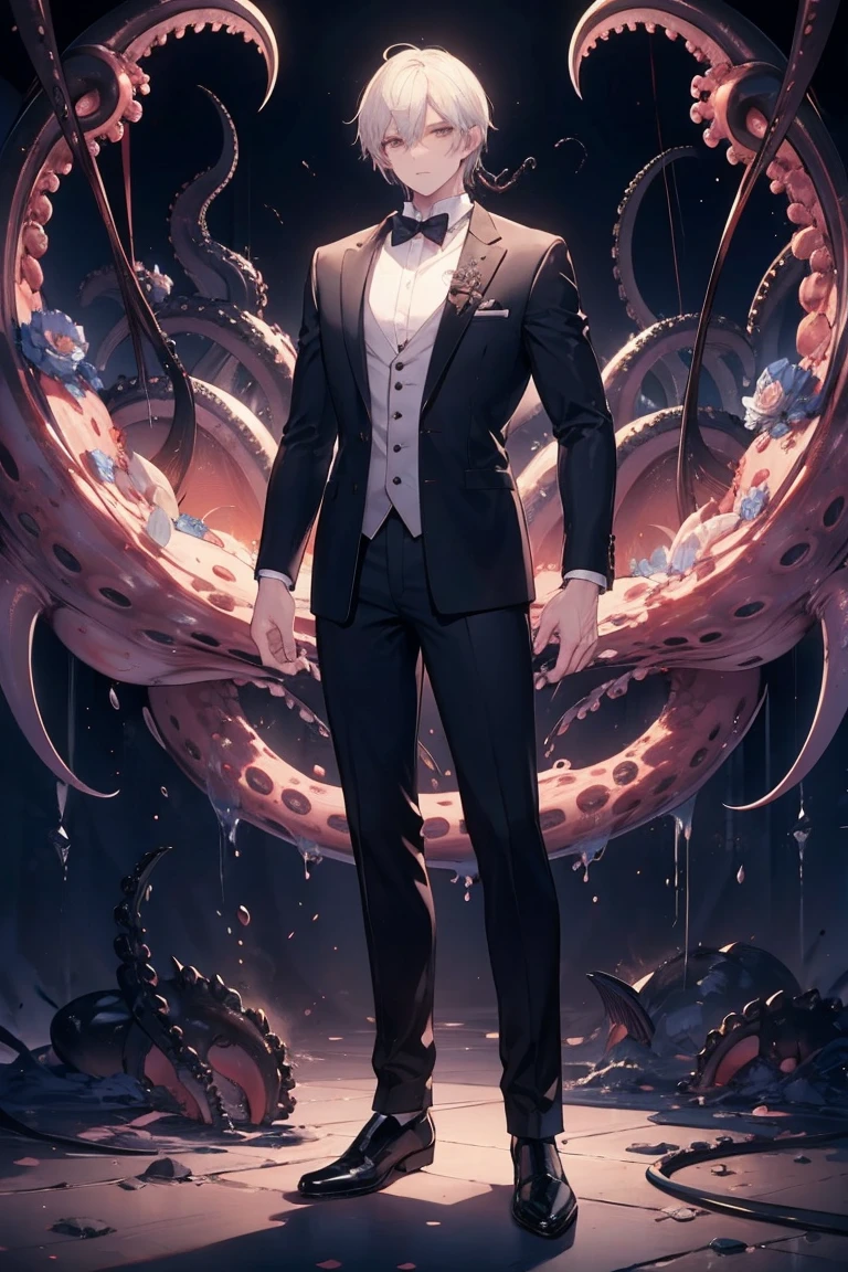 male,Black, warrior, octopus, Devil, Cthulhu, handsome, Full body , standing