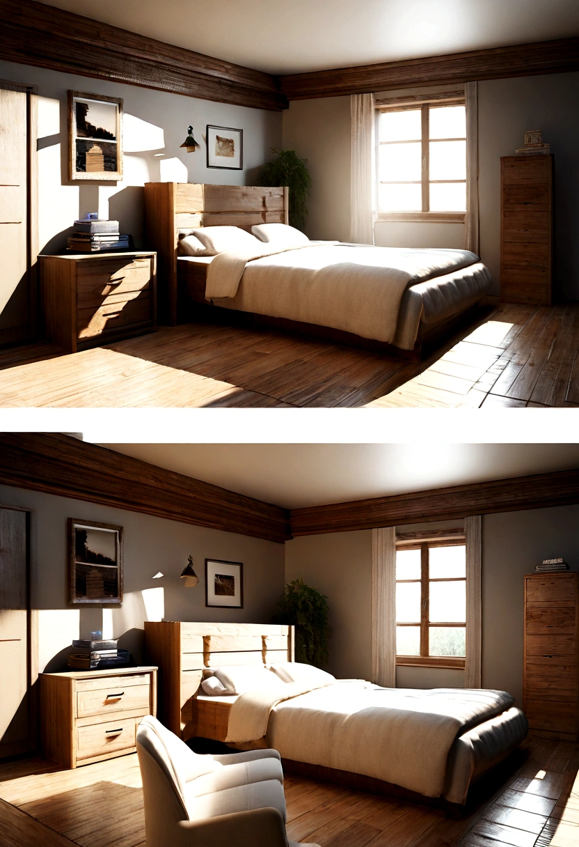 there is a room with a bed, desk, and a chair in it, 3d CAD rendering, basic 3 d rendering, photorealistic room, house interior, 3d unreal render, an interior of room, in style of 3d render, 3d scene, 3 d scene, inside of a bedroom, 3d cg, 3 d cg, very realistic 3 d render