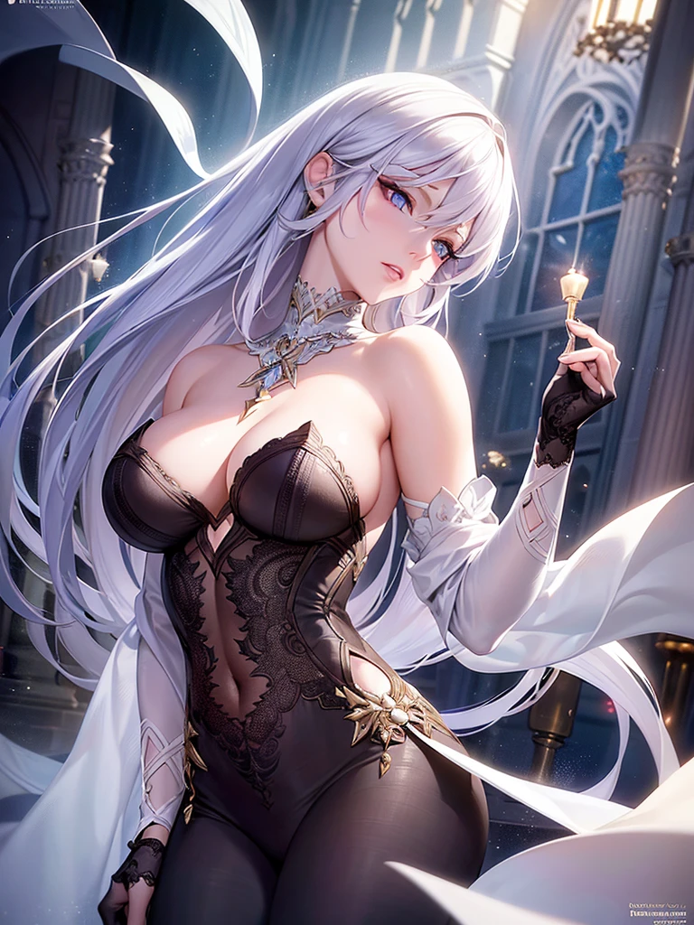 Mash Kyrielight from Fate, elegant, beautiful detailed eyes, beautiful detailed lips, extremely detailed face and features, long eyelashes, porcelain skin, serene expression, , detailed folds in clothing, intricate background, detailed architecture, warm lighting, cinematic composition, vibrant colors, digital painting, photorealistic, highly detailed, masterpiece
