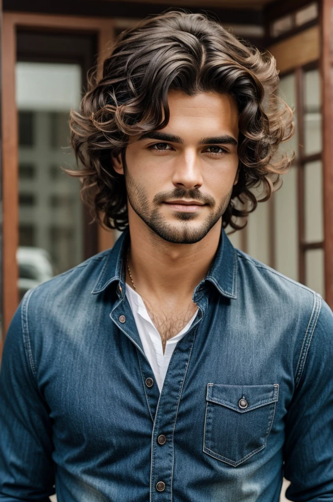 Handsome man with medium wavy hair