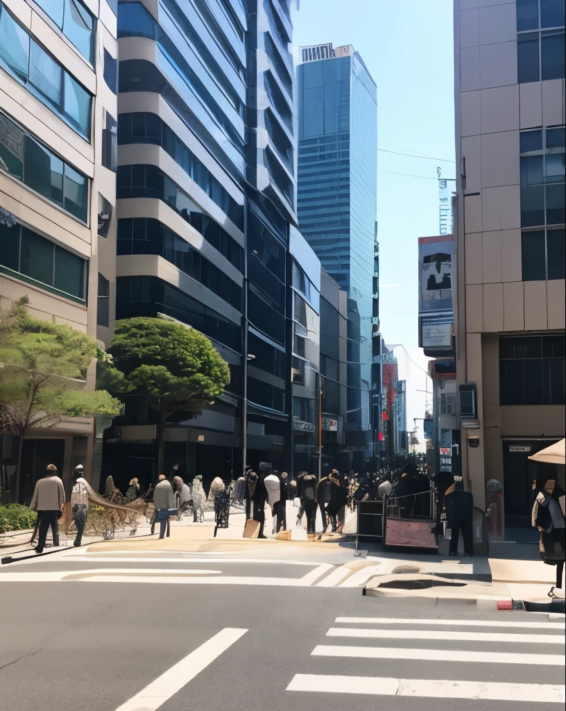 Ikebukuro、Giant bone、Dinosaur bones、People are gathering、Digged out、Between Buildings