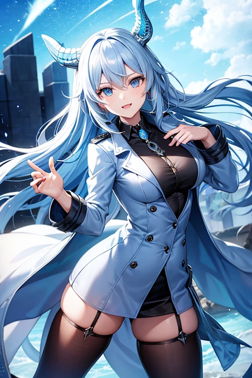 Ice Dragon Waifu with trench coat 