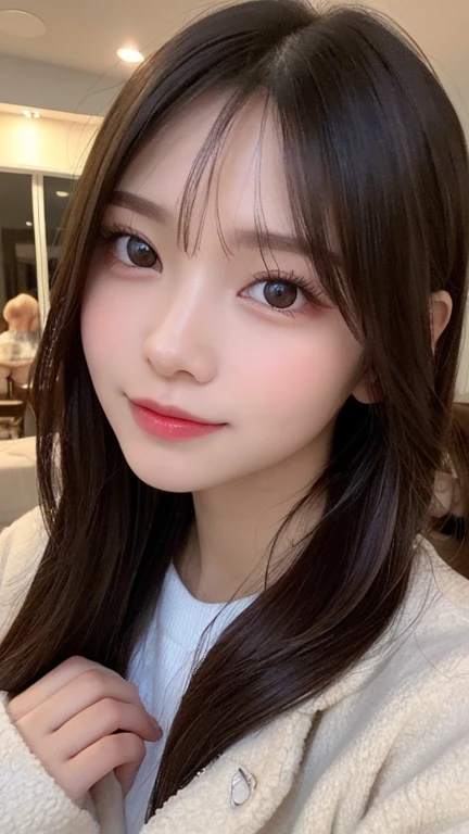Tabletop, Highest quality, shape, Very detailed, finely, High resolution, 8k wallpaper, 完璧なダイナミックな構shape, Beautiful and detailed, Straight hair, Small breasts, Natural color lip, Random sexy poses,smile,20-year-old girl、Midnight、Beautiful and elaborate face、Perfect and beautiful face,Big eyes、RAW Photos、Expressing feminine poses with the whole body、Beautiful and detailed、Small face、Beautiful Duplex、Slim face and figure,Luxury brand mink coat(Inside:Winter clothes)、Beautiful golden ratio face,Twin ponytail,Bright expression,Shooting with a focus on beautiful legs