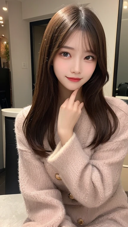Tabletop, Highest quality, shape, Very detailed, finely, High resolution, 8k wallpaper, 完璧なダイナミックな構shape, Beautiful and detailed, Straight hair, Small breasts, Natural color lip, Random sexy poses,smile,20-year-old girl、Midnight、Beautiful and elaborate face、Perfect and beautiful face,Big eyes、RAW Photos、Expressing feminine poses with the whole body、Beautiful and detailed、Small face、Beautiful Duplex、Slim face and figure,Luxury brand mink coat(Inside:Winter clothes)、Beautiful golden ratio face,Twin ponytail,Bright expression,Shooting with a focus on beautiful legs