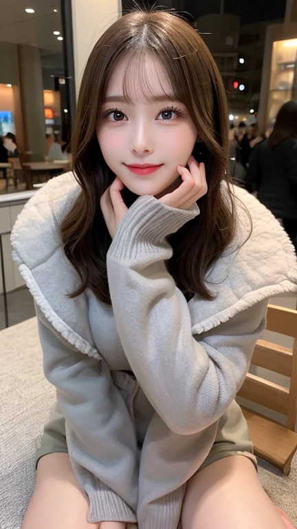 Tabletop, Highest quality, shape, Very detailed, finely, High resolution, 8k wallpaper, 完璧なダイナミックな構shape, Beautiful and detailed, Straight hair, Small breasts, Natural color lip, Random sexy poses,smile,20-year-old girl、Midnight、Beautiful and elaborate face、Perfect and beautiful face,Big eyes、RAW Photos、Expressing feminine poses with the whole body、Beautiful and detailed、Small face、Beautiful Duplex、Slim face and figure,Luxury brand mink coat(Inside:Winter clothes)、Beautiful golden ratio face,Twin ponytail,Bright expression,Shooting with a focus on beautiful legs