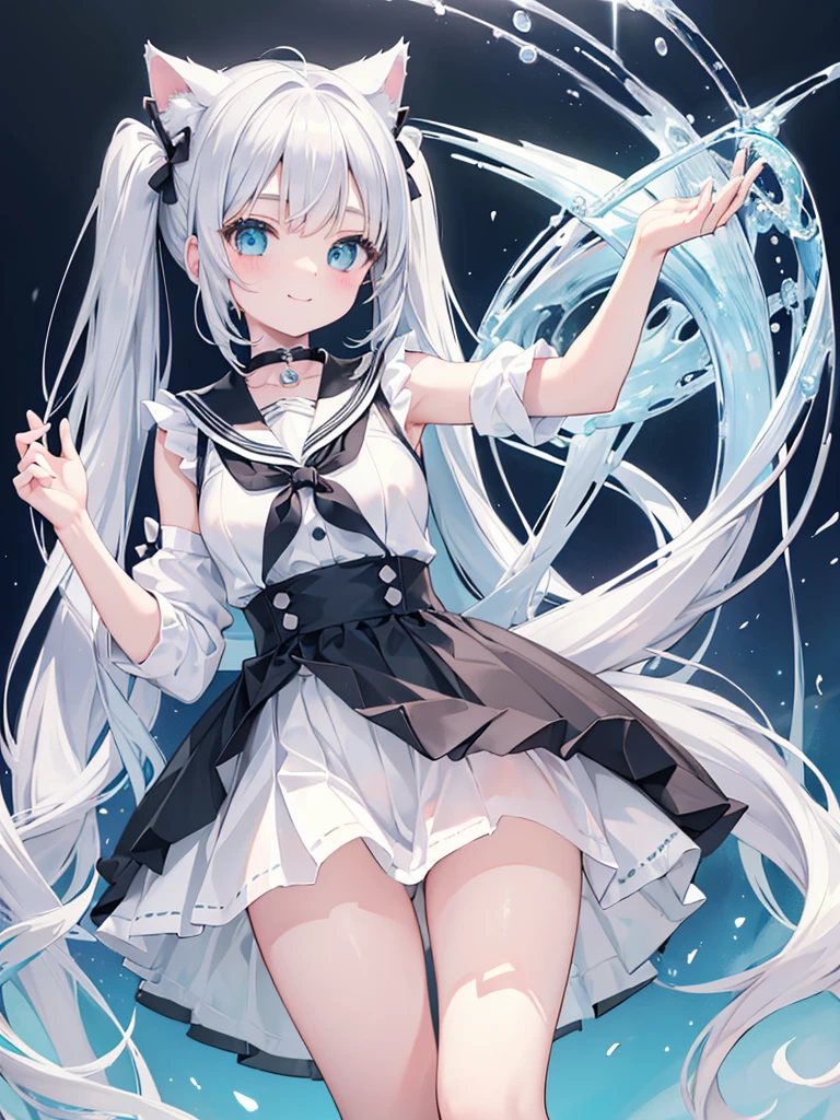 Ariana Grande  hermosos ojos detallados, Pelo largo y blanco, Ojos azul claro, Uniforme escolar, media blanca alta, Piel lustrosa,fondo pantano selva hojas grandes agua, alto contraste, ((Obra maestra, La mejor calidad)), ,More detailed 8K.motor irreal:1.4,UHD,La mejor calidad:1.4, fotorrealista:1.4, textura de la piel:1.4, obra maestra:1.8,obra-prima, mejor calidad,objeto Objeto], (detailed face features:1.3),(Ojos hermosos azules).(reina del pantano tenebroso:1.4) ,(Perfect anatomy),(bosque pantano tenebroso:1.4),(vestido corto ta transparente plastic:1.4),(hermosos dedos detalladoostrando panties White:1.4 ),(panties White),( fondo agua realistic cristalina),(cabello largo blanco canoso:1.4),(Medias hasta los muslos white )