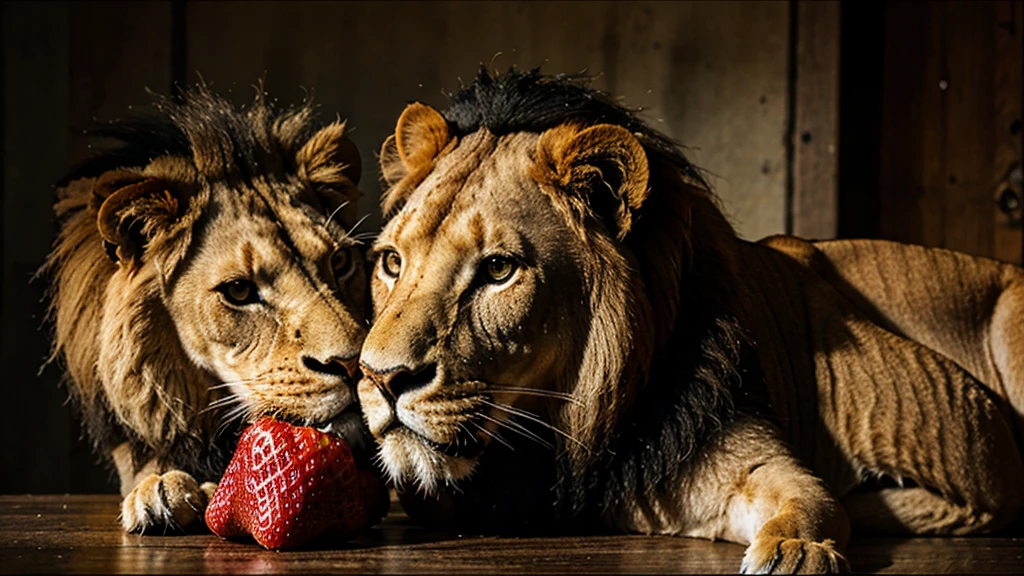 strawberry, lion