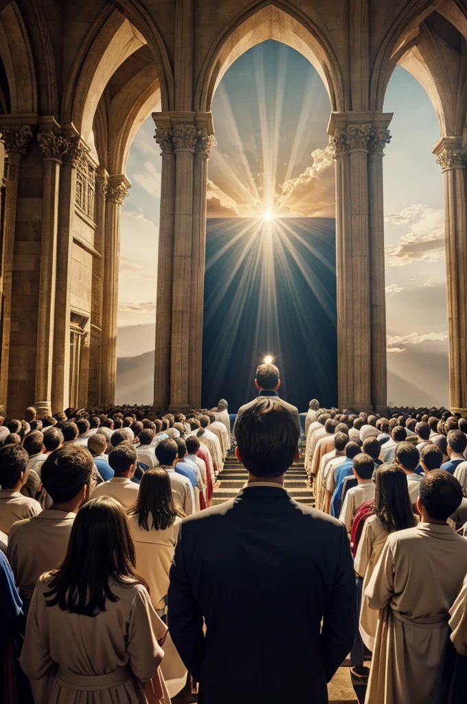 create jasus imagine the coming of God and everyone looking at his glory in heaven