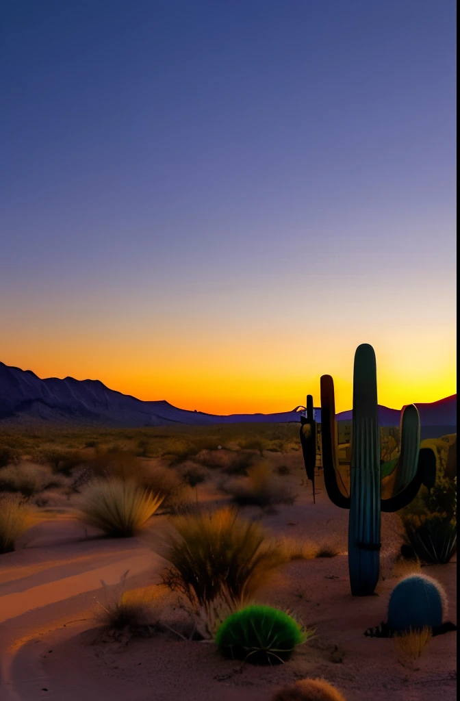 paisagem, Cactus plants in a desert area with a sky background, caatinga, paisagem do deserto, serene desert scenery at night.