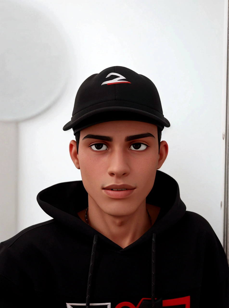 sharp man with black hood and black hat, caio santos, frontal image, Matthew 9 5, david rios ferreira, profile image, inspired by Nathan Oliveira, André Rios, very low quality image, low quality photo, profile pic, dan dos santos, about 19 years old, low quality photograph, with a rap cap on his head