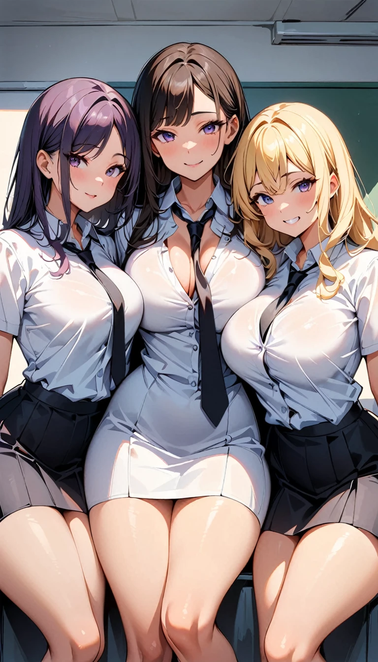 NSFW, ( 5 mature idol girls together ), Magazine Cover, vaginal pennis , SEX , ( SEX medium:1.2), During group SEX, Intercession with Man, 18year old, look up at the ceiling, White background, Simple background, opened cloth, (opened blazer:1.4), (tuck up shirt:1.5), bared  chest, (Big breasts), Black hair, Blonde hair, Beige hair, (glad:1.3), ( Completely torn costume:1.7 ),(cloth that reflects light),(Pinch:1.3),Dynamic Pose,(thong panty:1.7 ) ,Even before shooting,( A large amount of in panties:1.3 ),( A large amount of semen on the chest:1.3 ),( A large amount of semen on the face:1.3 ), (The man is out of frame:1.5),